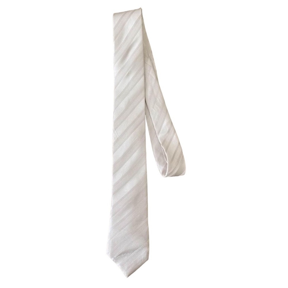 Vintage LEONARD HERMAN Silk White Mens Tie Made In France Excellent Condition